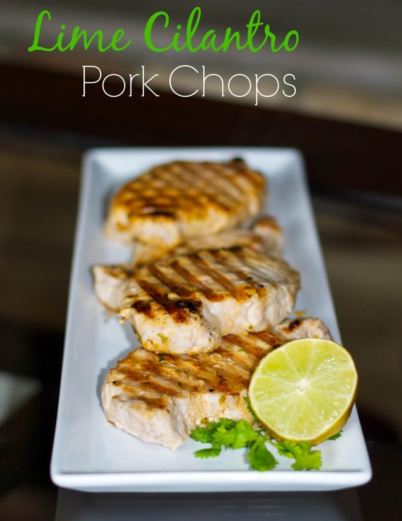 A plate of Lime Cilantro Grilled Pork Chops