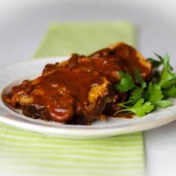 A plate of food, with Meatloaf and Beef