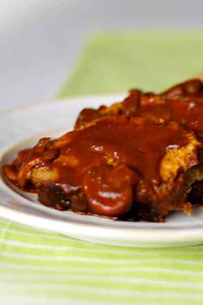 Meatloaf made with lean ground beef, mushrooms and spices in at tomato based sauce.