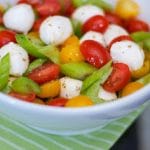 A bowl of food, with Celery and Mozzarella