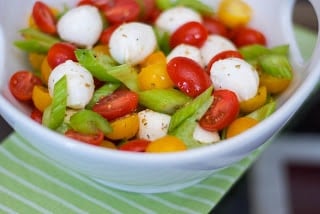 A bowl of food, with Celery and Mozzarella