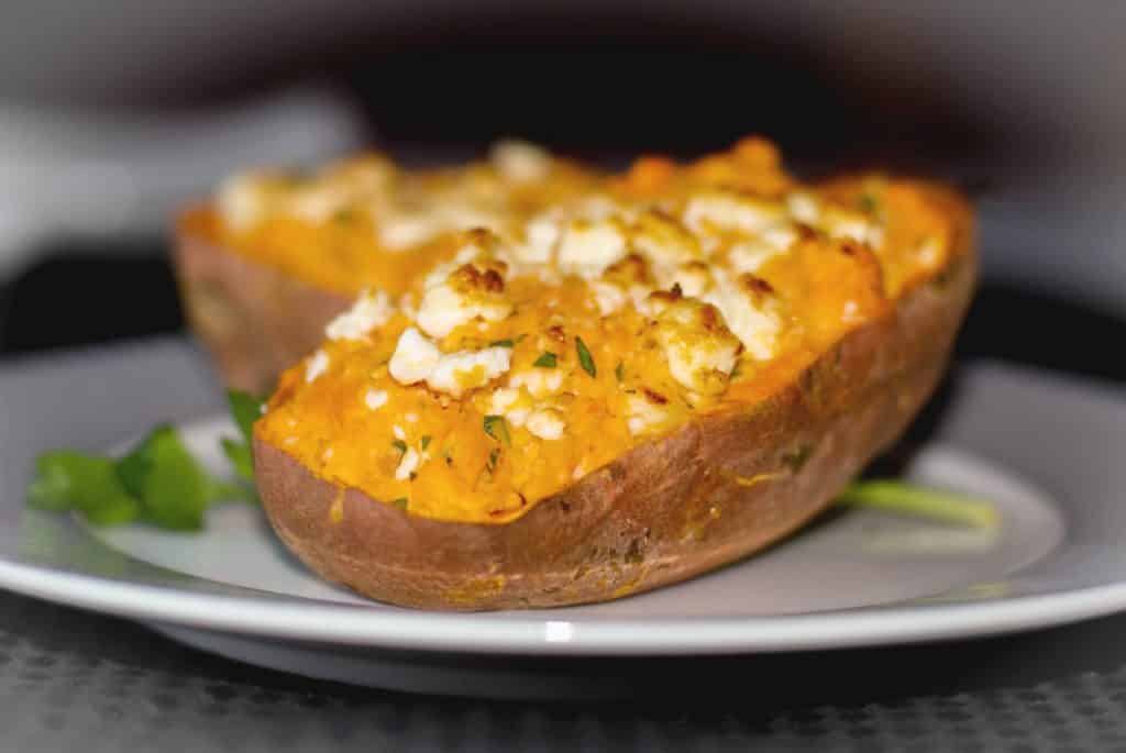 Twice Baked Greek Sweet Potato