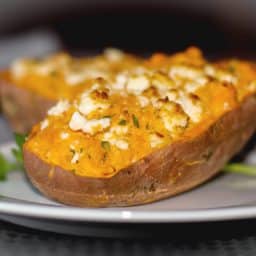 Twice Baked Greek Sweet Potato
