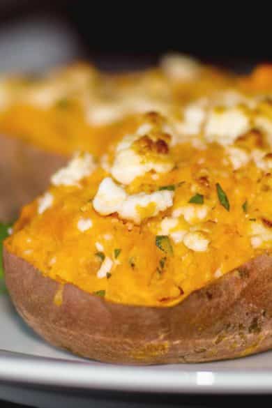 A close up of food on a plate, with Sweet potato