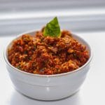 A close up of sun dried tomato pesto