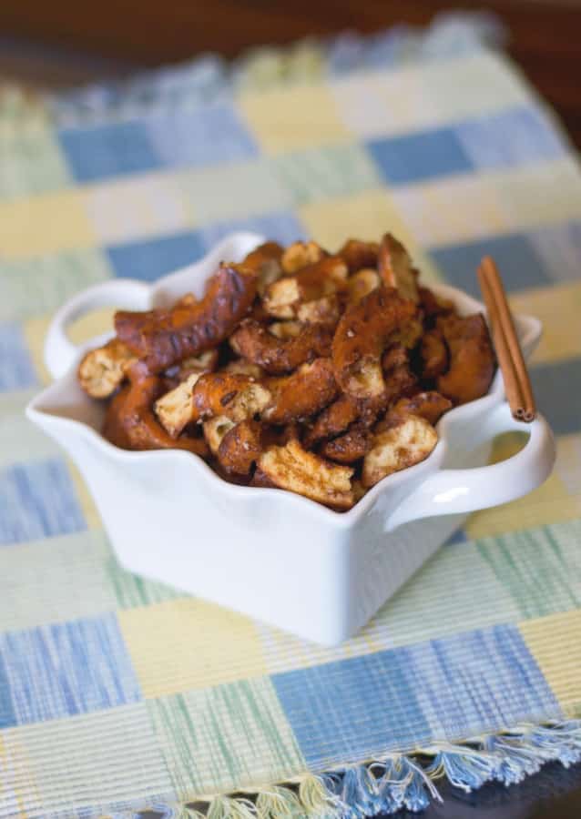 A bowl of Sugar and Cinnamon Pretzels