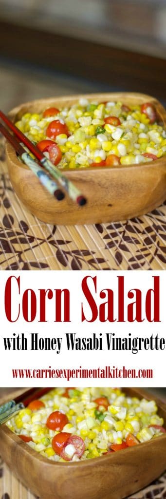 Utilize leftover corn on the cob by turning it into a salad with this Corn Salad with Honey Wasabi Vinaigrette. Perfect for lunch or dinner!