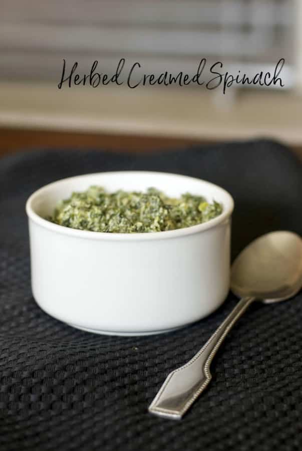 A bowl of Herb Creamed Spinach