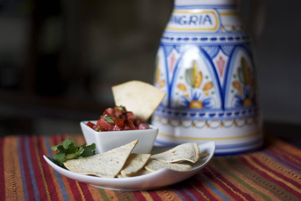 Homemade Tortilla chips on a plate. 