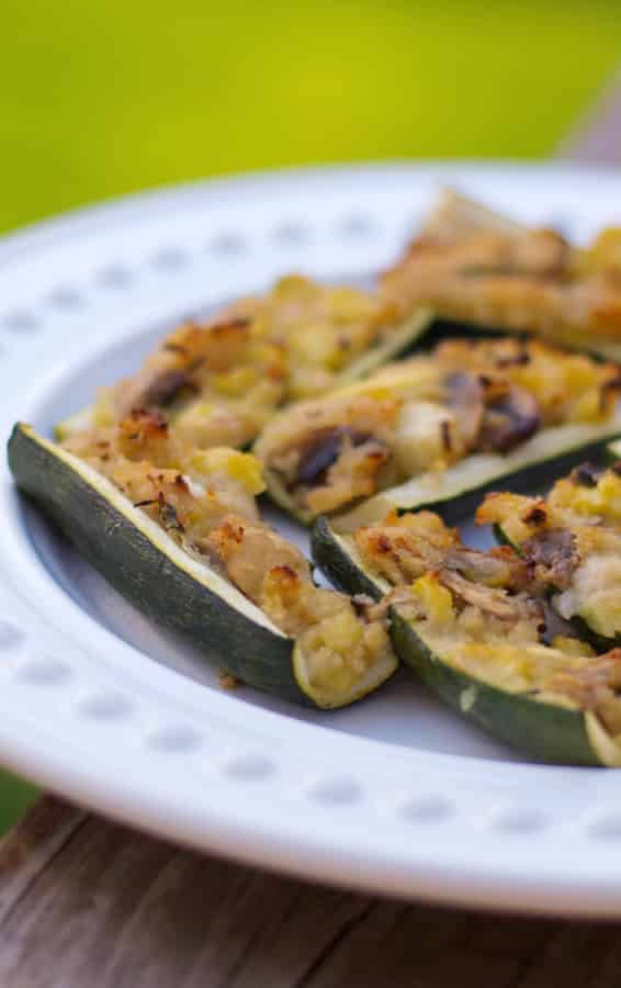 Fresh zucchini stuffed with lemon, fresh thyme, white wine, grated cheese and Panko breadcrumbs are deliciously light and flavorful.