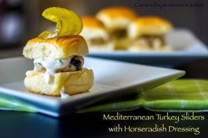 Mediterranean Turkey Burger Sliders with Horseradish Dressing