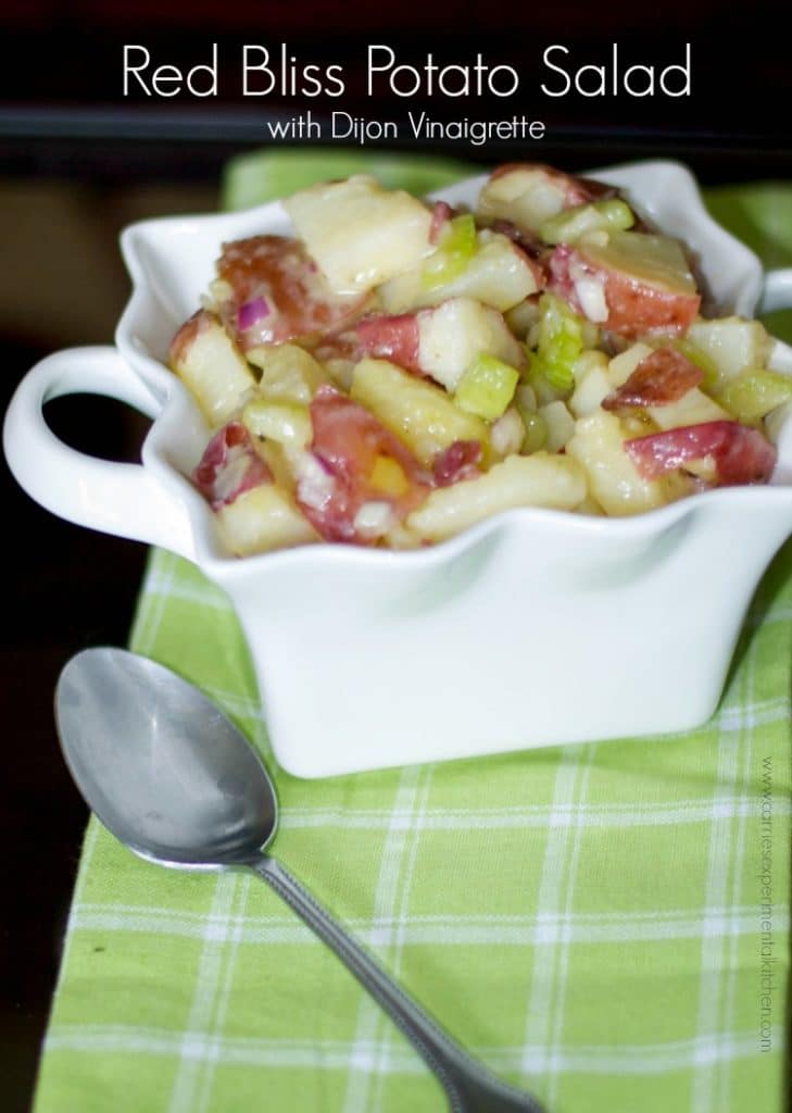 This Red Bliss Potato Salad with Dijon Vinaigrette is delicious. With it's 'no mayo' dressing, it's bound to be everyone's favorite picnic salad. 