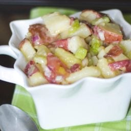 Red Bliss Potato Salad with Dijon Vinaigrette is a deliciously tangy salad without mayonnaise. It's super simple to make and is also gluten free!