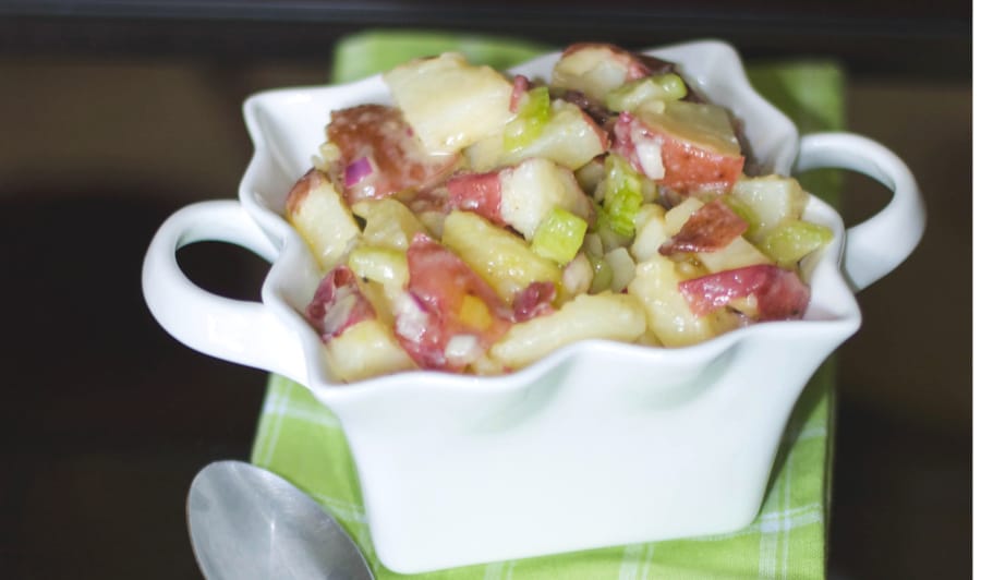 Red Bliss Potato Salad with Dijon Vinaigrette is a deliciously tangy salad without mayonnaise. It's super simple to make and is also gluten free!