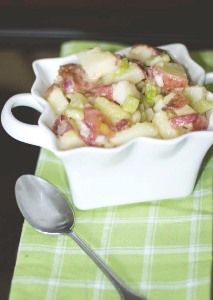 Red Bliss Potato Salad with Dijon Vinaigrette is a deliciously tangy salad without mayonnaise. It's super simple to make and is also gluten free!