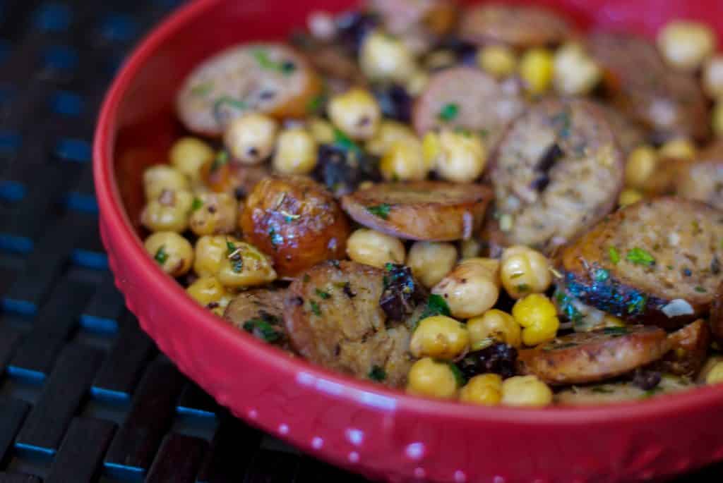 Greek Style Sausage and Chick Peas