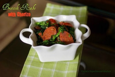 Broccoli rabe with chorizo and garlic