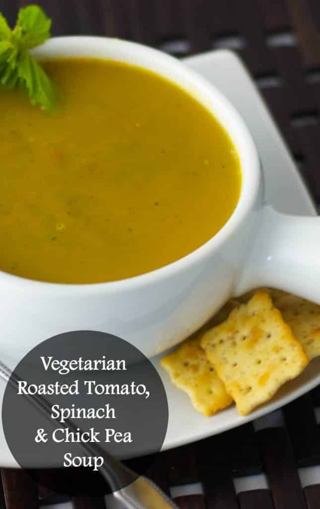 Vegetarian Roasted Tomato, Spinach and Chick Pea Soup | CarriesExperimentalKitchen.com