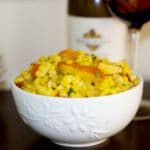 This Corn & Peach Salad is refreshingly light with a hint of sweetness. The perfect use for leftover summer corn on the cob.