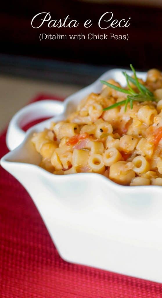 Pasta e Ceci or pasta with beans, was considered a "poor man's meal" in Italy as it combined simple, bountiful ingredients. 