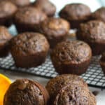 Triple Chocolate Zucchini Muffins made with cocoa powder, semi sweet and dark chocolate are so chocolatey, you won't be able to eat just one.