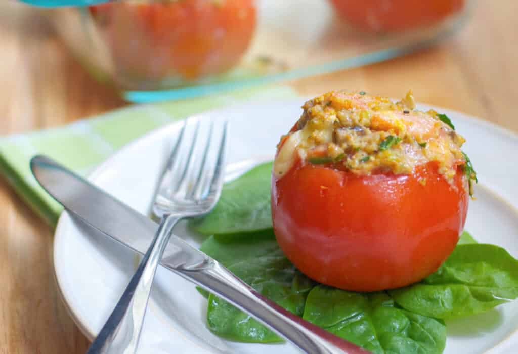 Spinach, Mushroom and Brie Stuffed Tomatoes