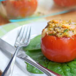 Spinach, Mushroom and Brie Stuffed Tomatoes