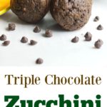 Triple Chocolate Zucchini Muffins made with cocoa powder, semi sweet and dark chocolate are so chocolatey, you won't be able to eat just one.