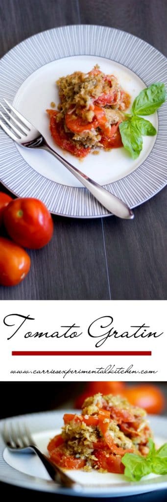 A plate of tomato gratin on a table
