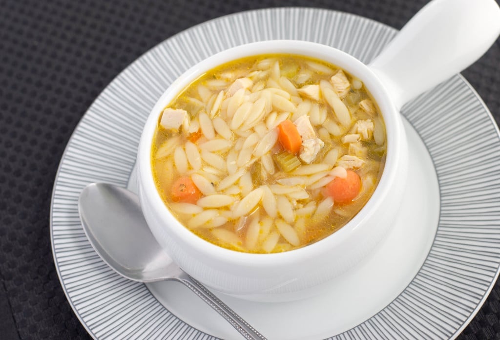 turkey orzo soup closeup