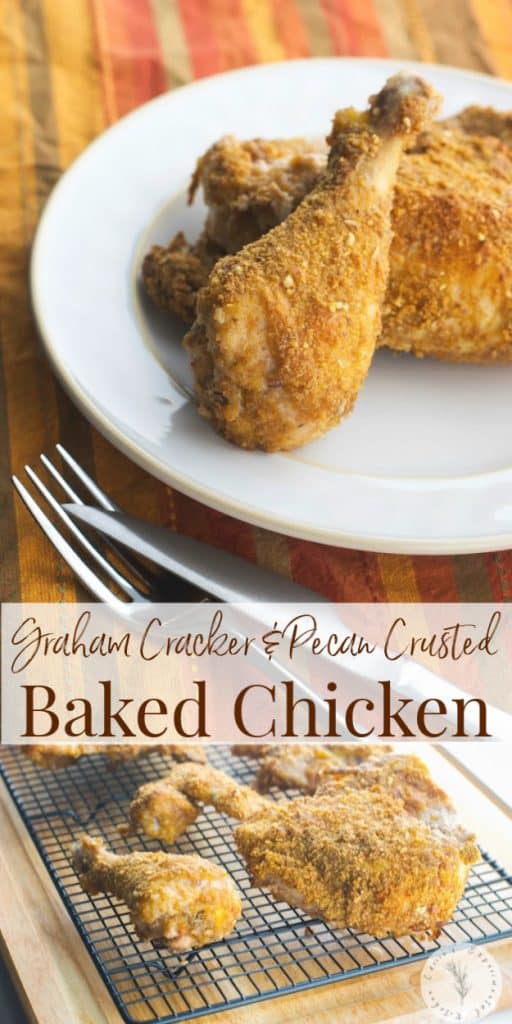 This Graham Cracker and Pecan Breaded Baked Chicken made with four ingredients are all you need to make a tasty, weeknight meal. 