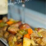 Slow Cooker Italian Sausage Stew made with sweet sausage, root vegetables, rosemary and potatoes in a white wine broth.