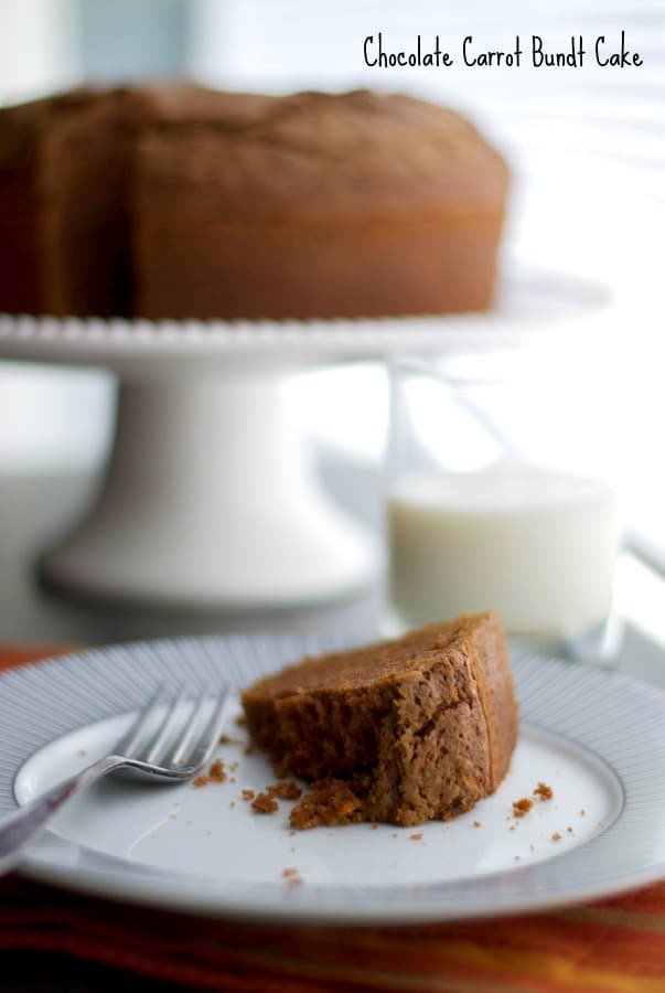 Chocolate Carrot Bundt Cake made with fresh carrots is a deliciously moist, chocolatey cake that can be served for dessert or breakfast. 