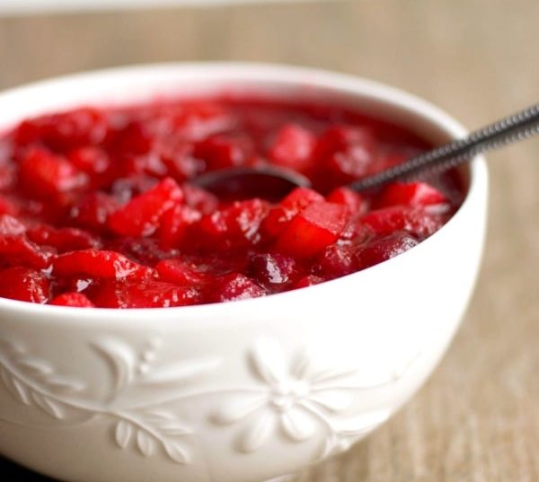 Cranberry Pear Sauce in a bowl.