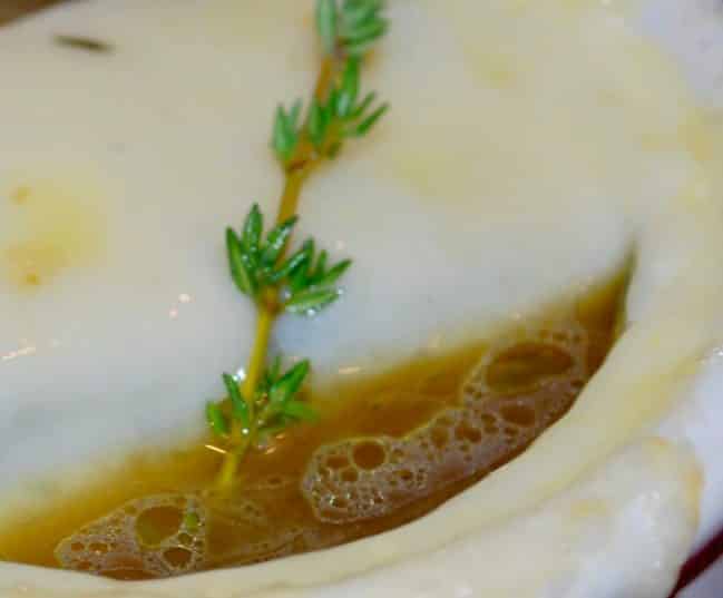 A close up of French Onion Soup