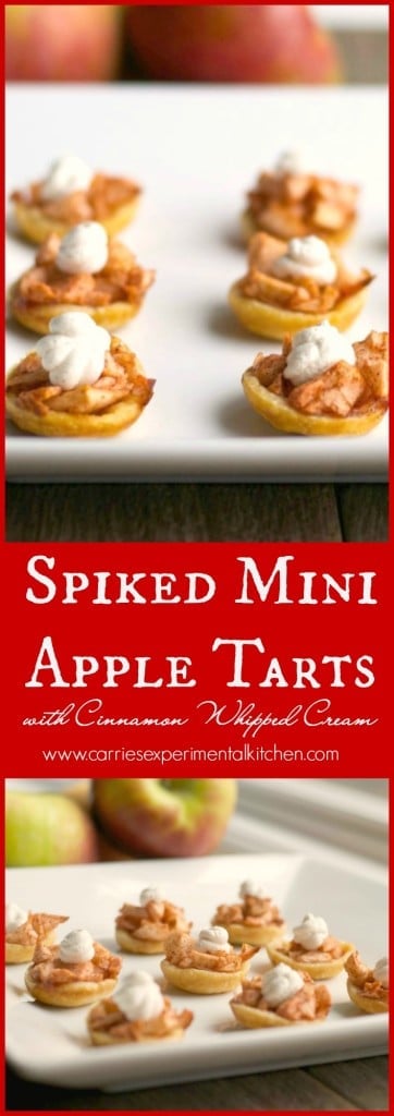 A close up of Spiked Mini Apple Tarts on a dish