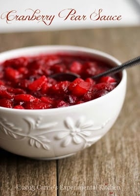 A close up of a bowl of cranberry pear sauce. 