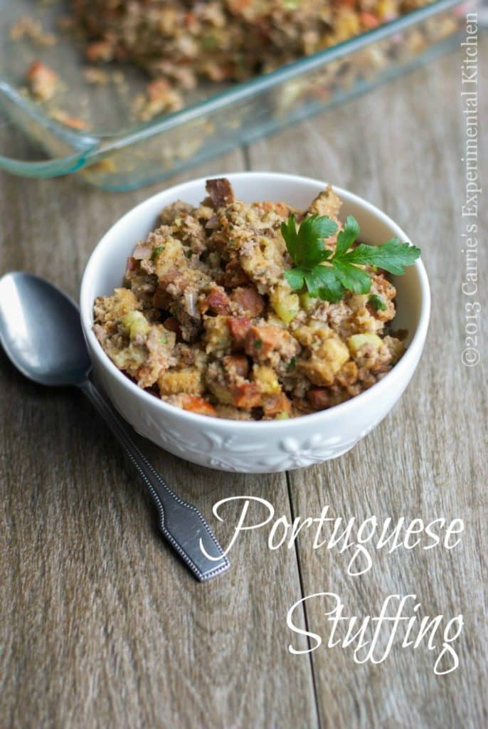 Antonia's Portuguese Stuffing - This Portuguese stuffing mixed with chorizo and ground beef is an old time family favorite. 