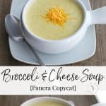 Enjoy one of your favorite restaurant menu items at home with my version of Panera Bread's creamy Broccoli and Cheese Soup. 