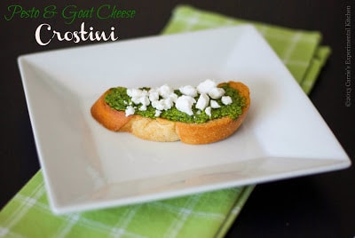 Pesto and Goat Cheese Crostini