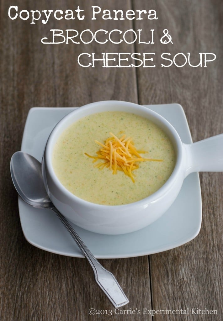  Enjoy one of your favorite restaurant menu items at home with my version of Panera's Broccoli & Cheese Soup. 