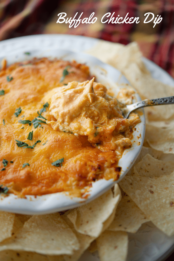 buffalo chicken dip on a spoon