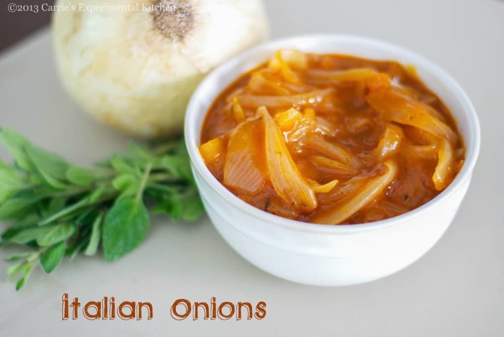 Italian Onions in a white bowl.