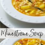 This hearty Minestrone Soup made with squash, tomatoes, pasta, garlic and Ditalini pasta is so filling, you can eat it for dinner.