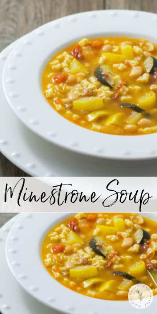 This hearty Minestrone Soup made with squash, tomatoes, pasta, garlic and Ditalini pasta is so filling, you can eat it for dinner.