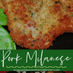 A collage photo of pork milanese
