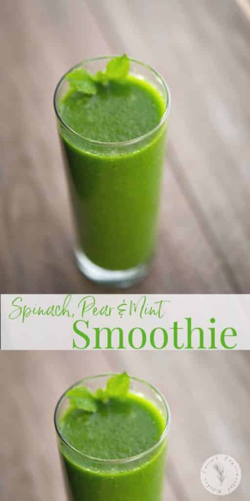Spinach, Pear and Mint Smoothie in a glass