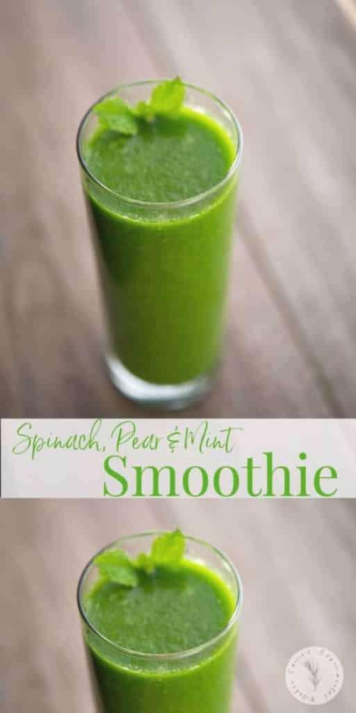 Spinach, Pear and Mint Smoothie in a glass