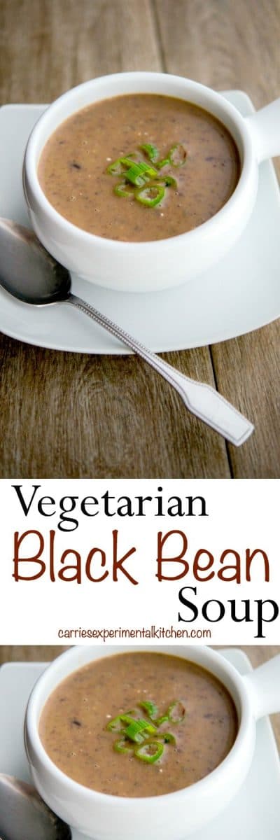 Eating beans in general are healthy for you and this Vegetarian Black Bean Soup is no exception which is high in fiber, iron and vitamins C and B6. #soup #beans #vegetarian #blackbeans