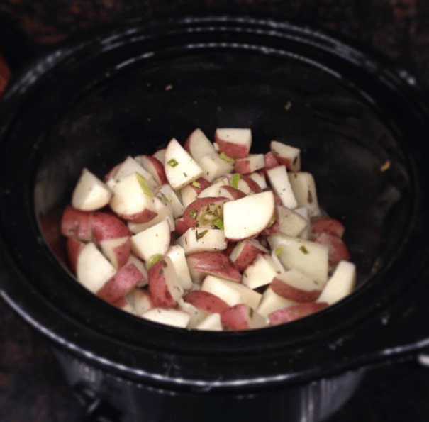 cut potatoes in a crock pot
